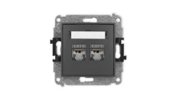 ICON Mechanizm gniazda komputerowego podwójnego 2xRJ45, kat. 6, ekranowane, 8-stykowy grafitowy mat 28IGK-6