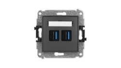 ICON Mechanizm gniazda podwójnego 2xUSB A-A 3.0 grafitowy mat 28IGUSB-6