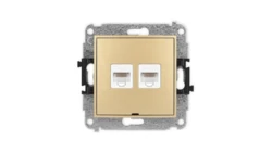 ICON Mechanizm gniazda komputerowego podwójnego 2xRJ45, kat. 5e, 8-stykowy, bez pola opisowego złoty 29IGKBO-2