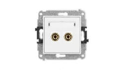 ICON Mechanizm gniazda głośnikowego pojedynczego (typu banan - czerwony i czarny, pozłacany, 4 mm2, do lutowania) biały IGG-3