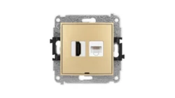 ICON Mechanizm gniazda pojedynczego HDMI 2.0 + gniazda komp. poj. 1xRJ45, kat. 5e, 8-stykowy, bez pola opisowego złoty 29IGHKBO