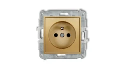 ICON Mechanizm gniazda pojedynczego z uziemieniem 2P+Z (przesłony torów prądowych) złoty 29IGP-1zp