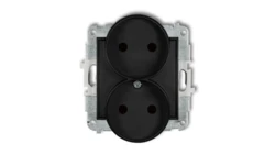 ICON Mechanizm gniazda podwójnego do ramki bez uziemienia 2x2P (przesłony torów prądowych) czarny mat 12IGPR-2p