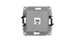ICON Mechanizm gniazda telefonicznego pojedynczego 1xRJ11, 4-stykowy, beznarzędziowe, bez pola opisowego szary mat 27IGTBO-1