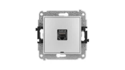 ICON Mechanizm gniazda komputerowego pojedynczego 1xRJ45, kat. 8, ekranowane, 8-styk, bez pola opisu srebrny metalik 7IGKBO-11