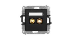 ICON Mechanizm gniazda głośnikowego pojedynczego (typu banan - czerwony i czarny, pozłacany, 4 mm2, skręcany) czarny mat 12IGG-4