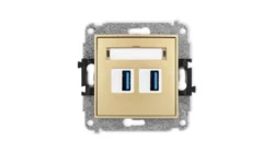 ICON Mechanizm gniazda podwójnego 2xUSB A-A 3.0 złoty 29IGUSB-6
