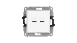 ICON Mechanizm gniazda podwójnego 2xUSB C-C, bez pola opisowego biały mat 25IGUSBBO-8