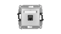 ICON Mechanizm gniazda komputerowego pojedynczego 1xRJ45, kat. 8, ekranowane, 8-stykowy srebrny metalik 7IGK-11