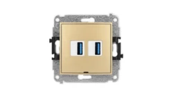 ICON Mechanizm gniazda podwójnego 2xUSB A-A 3.0, bez pola opisowego złoty 29IGUSBBO-6