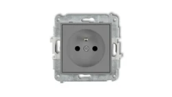 ICON Mechanizm gniazda pojedynczego z uziemieniem 2P+Z (przesłony torów prądowych) szary mat 27IGP-1zp