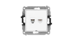 ICON Mechanizm gniazda telefonicznego 1xRJ11 + komputerowego 1xRJ45, kat. 5e, 8-stykowy, beznarzędziowe, bez opisu biały IGTKBO
