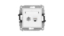 ICON Mechanizm gniazda antenowego poj. typu F (SAT) + gniazda komp. poj. 1xRJ45, kat. 6, 8-stykowy biały IGFK-3