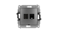 ICON Mechanizm gniazda pojedynczego HDMI 2.0 + gniazda komp. poj. 1xRJ45, kat. 5e, 8-styk, bez pola opisowego grafitowy 11IGHKBO