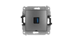 ICON Mechamizm gniazda pojedynczego USB A-A 3.0, bez pola opisowego grafitowy 11IGUSBBO-5