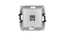 ICON Mechanizm gniazda komputerowego pojedynczego 1xRJ45, kat. 6, ekranowane, 8-styk, bez pola opisu srebrny metalik 7IGKBO-5