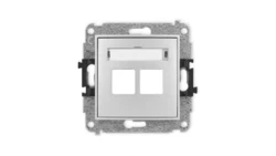 ICON Mechanizm gniazda multimedialnego podwójnego bez modułu (standard Keystone) srebrny metalik 7IGM-2P