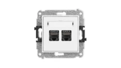 ICON Mechanizm gniazda komputerowego podwójnego 2xRJ45, kat. 7, ekranowane, 8-stykowy biały mat 25IGK-10