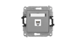ICON Mechanizm gniazda telefonicznego pojedynczego 1xRJ11, 4-stykowy, beznarzędziowe szary mat 27IGT-1