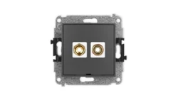 ICON Mechanizm gniazda głośnikowego poj. bez opisu (banan czerwony i czarny, pozłacany, 4 mm2 skręcany) grafitowy mat 28IGGBO-4