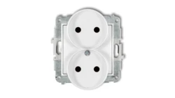 ICON Mechanizm gniazda podwójnego do ramki bez uziemienia 2x2P (przesłony torów prądowych) biały mat 25IGPR-2p
