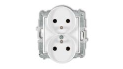 ICON Mechanizm gniazda podwójnego do ramki z uziemieniem 2x(2P+Z) (bez przesłon torów prądowych) biały IGPR-2z