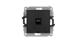 ICON Mechanizm gniazda komputerowego pojedynczego 1xRJ45, kat. 6A, 8-stykowy, bez pola opisowego czarny mat 12IGKBO-7