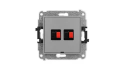 ICON Mechanizm gniazda głośnikowego podwójnego, bez pola opisowego szary mat 27IGGBO-2