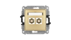 ICON Mechanizm gniazda antenowego podwójnego typu F (SAT) pozłacany złoty 29IGF-2.1