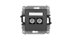 ICON Mechanizm gniazda antenowego podwójnego typu F (SAT) niklowany grafitowy mat 28IGF-2