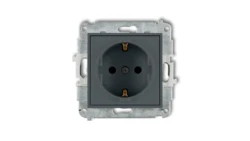 ICON Mechanizm gniazda pojedynczego z uziemieniem SCHUKO 2P+Z (przesłony torów prądowych) grafitowy mat 28IGP-1sp