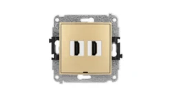 ICON Mechanizm gniazda podwójnego HDMI 2.0, bez pola opisowego złoty 29IHDMIBO-4