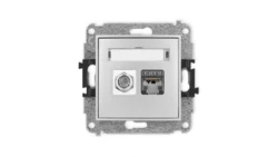 ICON Mechanizm gniazda antenowego poj. typu F (SAT) + gniazda komp. 1xRJ45, kat. 6 ekranowane, 8-stykowy srebrny metalik 7IGFK-5