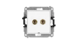 ICON Mechanizm gniazda głośnikowego poj., bez opisu (banan czerwony i czarny, pozłacany, 4 mm2 do lutowania) biały mat 25IGGBO-3