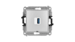 ICON Mechamizm gniazda pojedynczego USB A-A 3.0, bez pola opisowego srebrny metalik 7IGUSBBO-5
