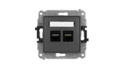 ICON Mechanizm gniazda komputerowego podwójnego 2xRJ45, kat. 6A, 8-stykowy grafitowy mat 28IGK-8