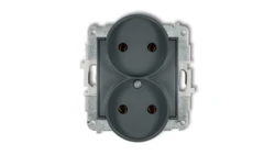 ICON Mechanizm gniazda podwójnego do ramki bez uziemienia 2x2P (bez przesłon torów prądowych) grafitowy mat 28IGPR-2