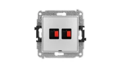 ICON Mechanizm gniazda głośnikowego podwójnego, bez pola opisowego srebrny metalik 7IGGBO-2
