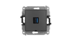 ICON Mechamizm gniazda pojedynczego USB A-A 3.0, bez pola opisowego grafitowy mat 28IGUSBBO-5