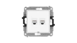 ICON Mechanizm gniazda komputerowego podwójnego 2xRJ45, kat. 6, 8-stykowy, bez pola opisowego biały IGKBO-4