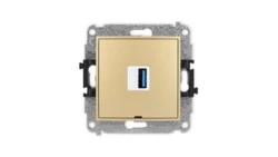 ICON Mechamizm gniazda pojedynczego USB A-A 3.0, bez pola opisowego złoty 29IGUSBBO-5