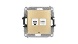 ICON Mechanizm gniazda telefonicznego 1xRJ11 + komputerowego 1xRJ45, kat. 5e, 8-styk, beznarzędziowe, bez opisu złoty 29IGTKBO