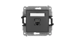 ICON Mechanizm gniazda komputerowego pojedynczego 1xRJ45, kat. 8, ekranowane, 8-stykowy grafitowy mat 28IGK-11