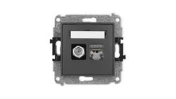 ICON Mechanizm gniazda antenowego poj. typu F (SAT) + gniazda komp. poj. 1xRJ45 kat. 6 ekranowane, 8-styk grafitowy mat 28IGFK-5