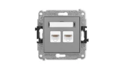 ICON Mechanizm gniazda komputerowego podwójnego 2xRJ45, kat. 5e, 8-stykowy szary mat 27IGK-2