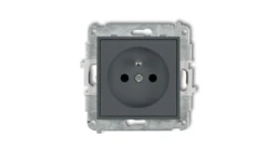 ICON Mechanizm gniazda pojedynczego z uziemieniem 2P+Z (przesłony torów prądowych) grafitowy mat 28IGP-1zp