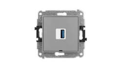 ICON Mechamizm gniazda pojedynczego USB A-A 3.0, bez pola opisowego szary mat 27IGUSBBO-5