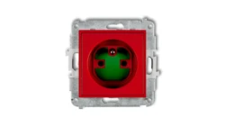 ICON Mechanizm gniazda pojedynczego z uziemieniem 2P+Z DATA z kluczem czerwony IGZK