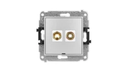 ICON Mechanizm gniazda głośnikowego poj. bez opisu(banan czerwony i czarny, pozłacany, 4 mm2, skręcany) srebrny metalik 7IGGBO-4