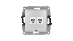 ICON Mechanizm gniazda telefonicznego podwójnego 2xRJ11, 4-stykowy, beznarzędziowe, bez pola opisowego srebrny metalik 7IGTBO-2